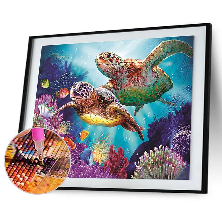 Turtles Sea  Round Diamond Painting 40*30cm
