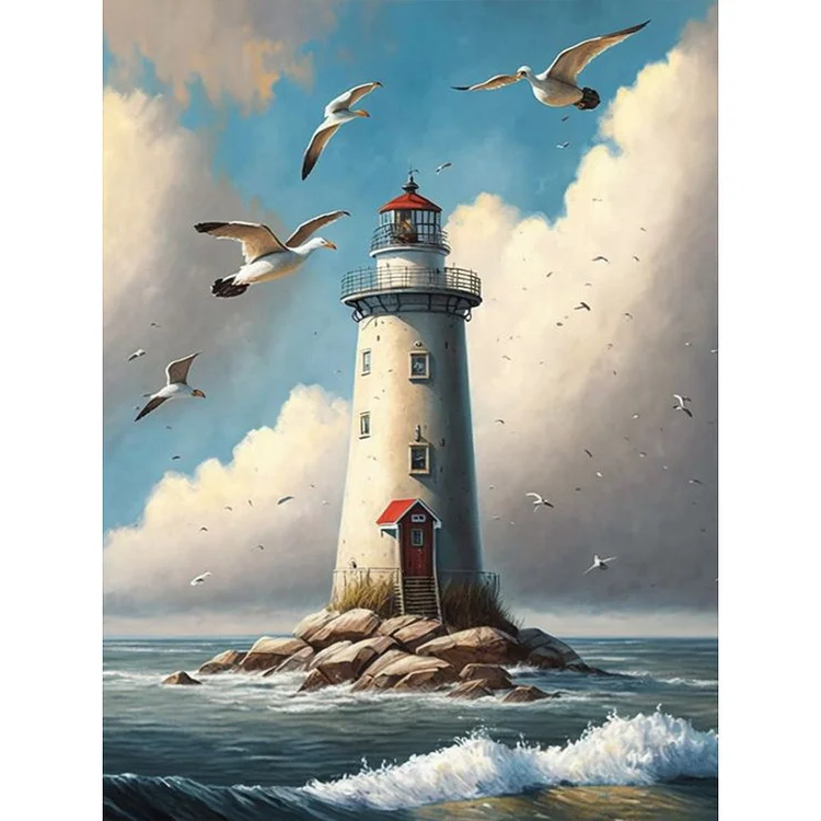 Full Round Diamond Painting - Seaside Lighthouse 30*40CM