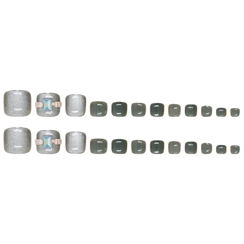 Churchf Churchf Flashing Cat Eye Nail Piece Wearing Armor Removable Toenail Piece Not Dark Green Fingernail Patch 24 Pieces
