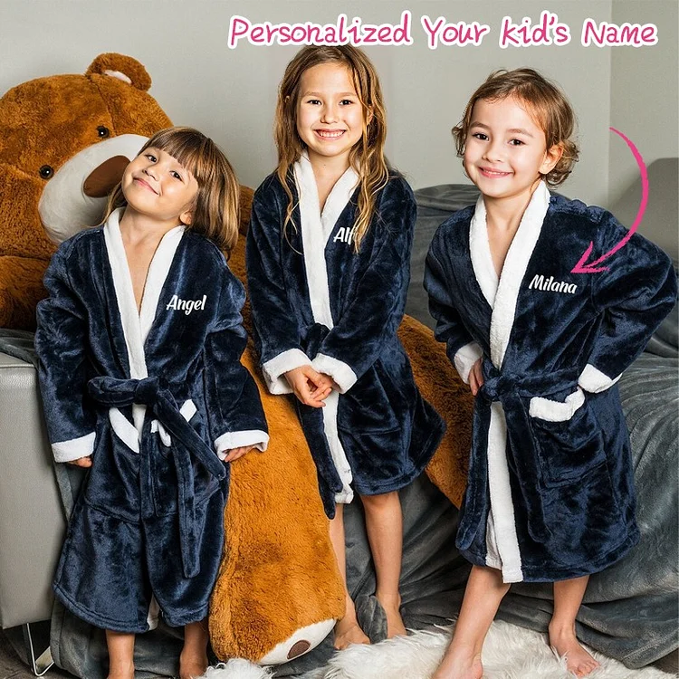 BlanketCute-Personalized Lovely Bedroom Kids Bathrobes with Your Kid's Name