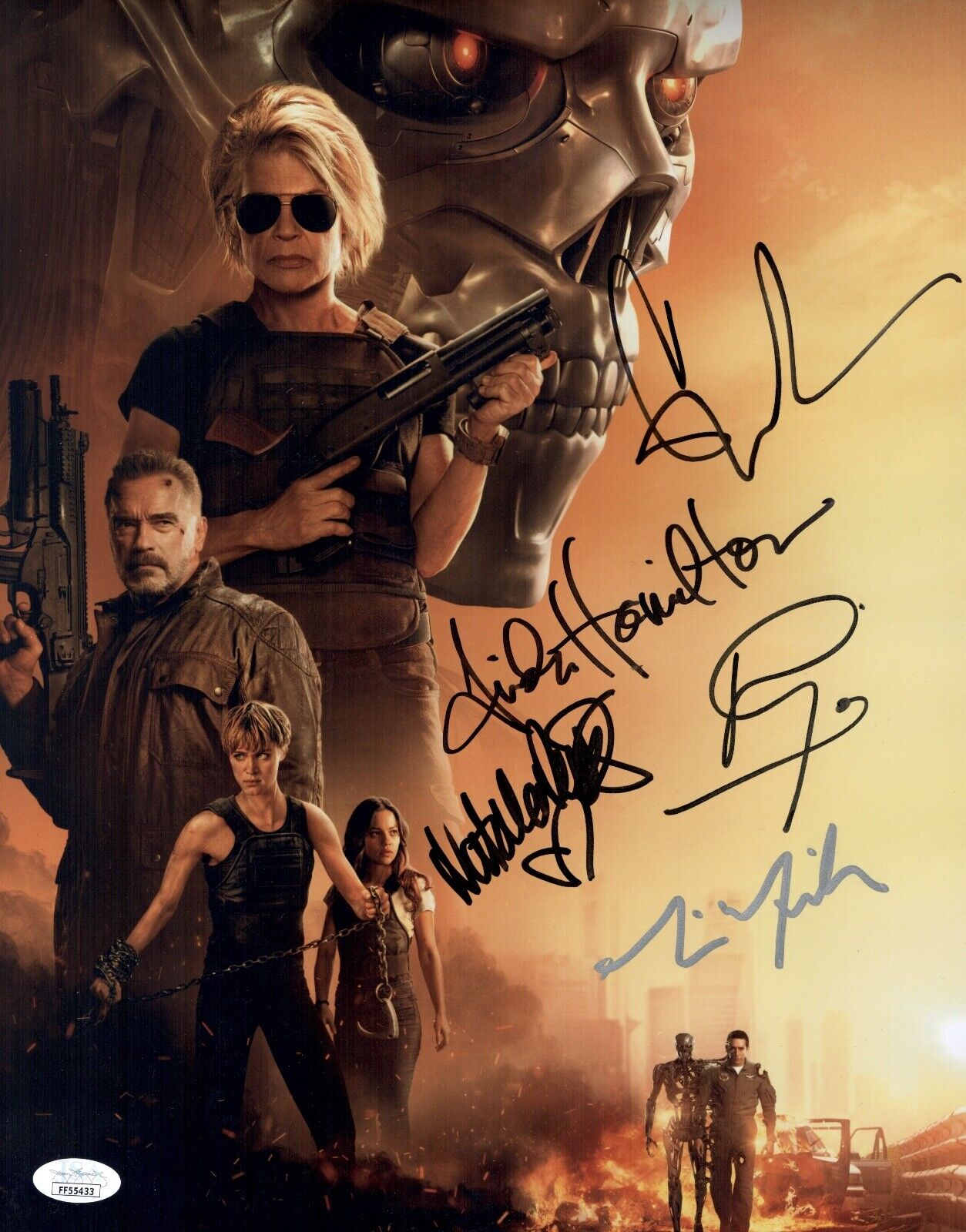 Linda Hamilton TERMINATOR DARK FATE CastX5 Signed 11x14 Photo Poster painting Autograph JSA COA