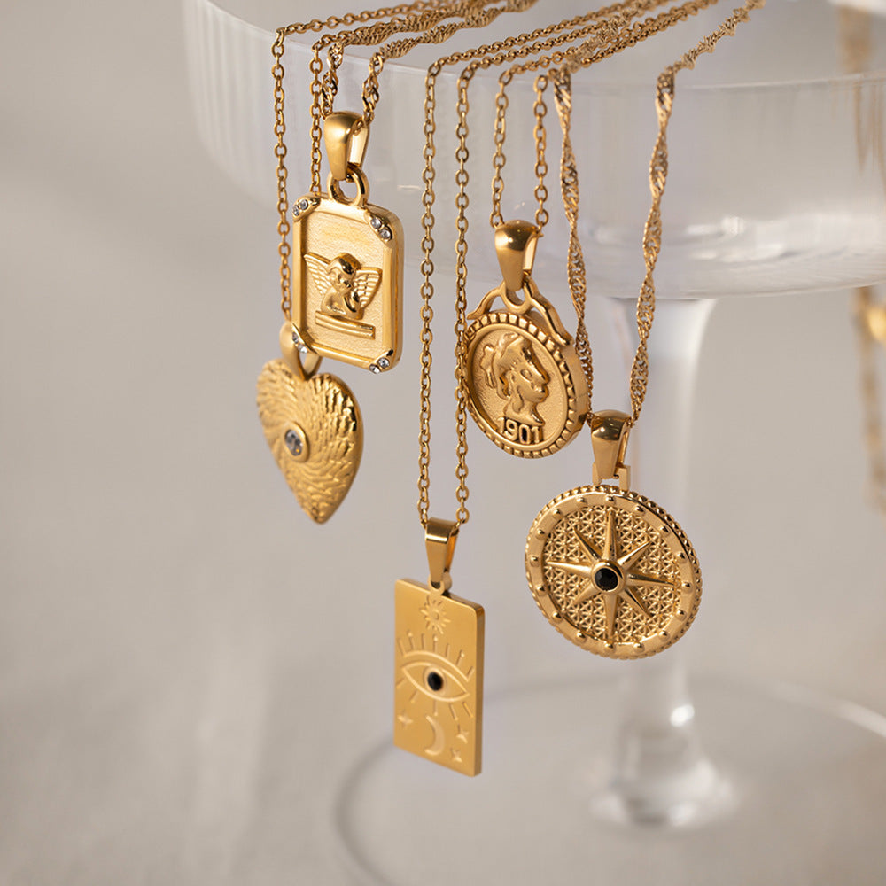 IG Style Chain Geometric Stainless Steel 18K Gold Plated Necklaces