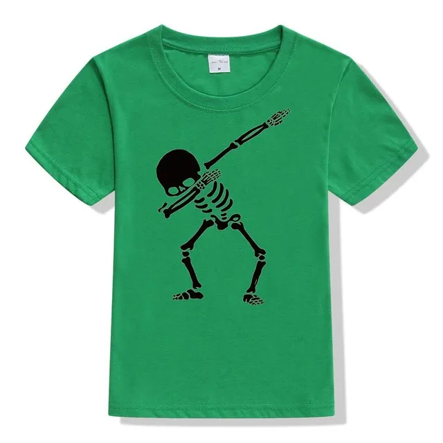 Hip Hop Dabbing Skeleton Kids T-Shirt Punk Black Shirts Children Boys Girls Funny Skull Teens T Shirts Toddler Summer Clothes