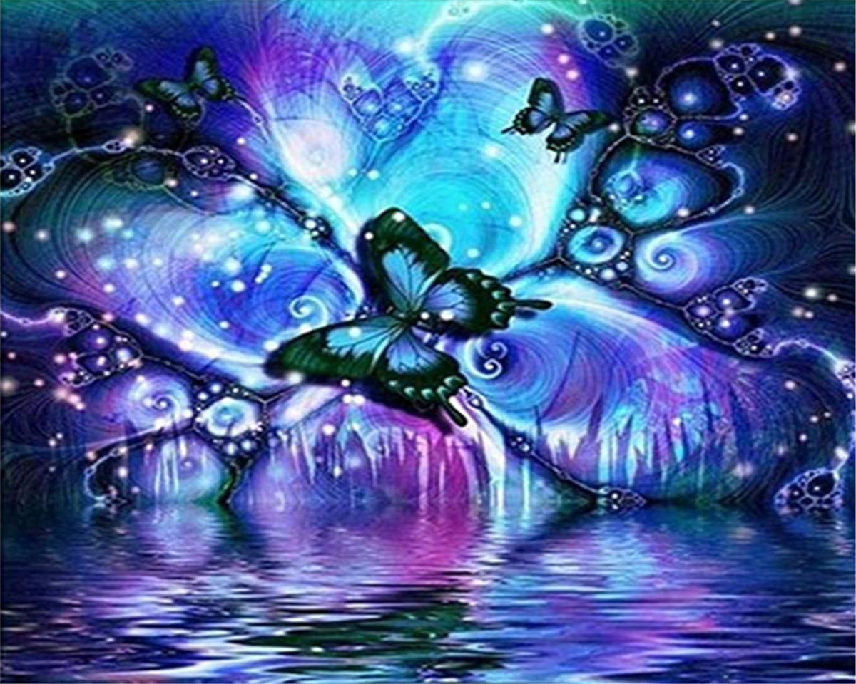 DIY Painting By Numbers | Dreamy blue butterfly
