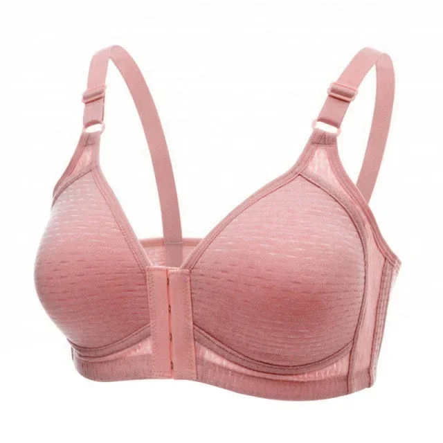 Women Bra Front Buckle Wireless Breast Shaping Breathable Casual Plus Size