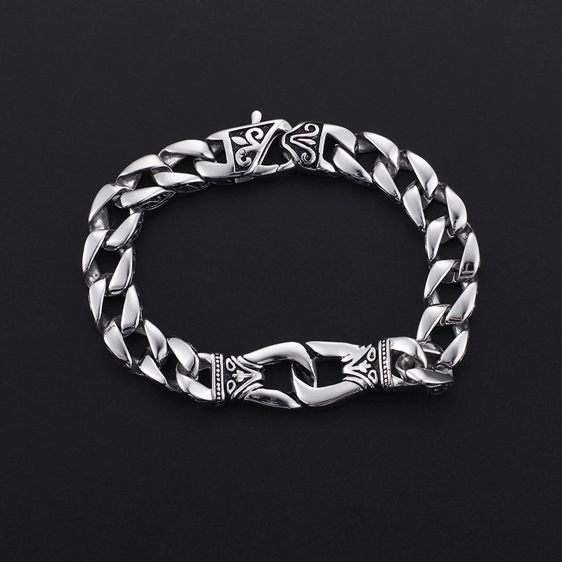 Punk Solid Color Titanium Steel Enamel Chain Men's Bracelets
