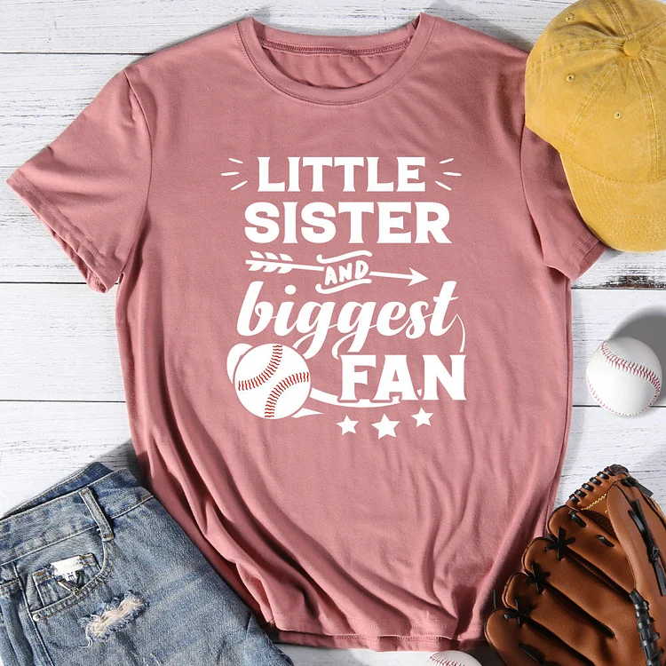 Little Sister and Biggest Fan Baseball Family Fan T-shirt Tee -013352