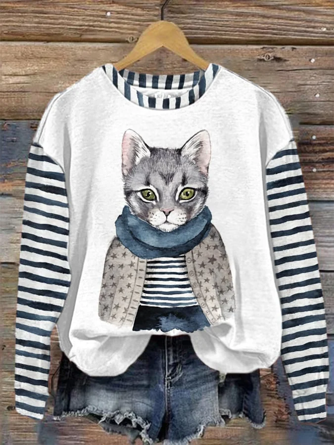 🔥Buy 3 Get 10% Off🔥Women's Winter Funny Cute Cat Print Sweatshirt