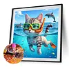 Diamond Painting -DIY Round Drill Swimming Kitten(40x40cm)