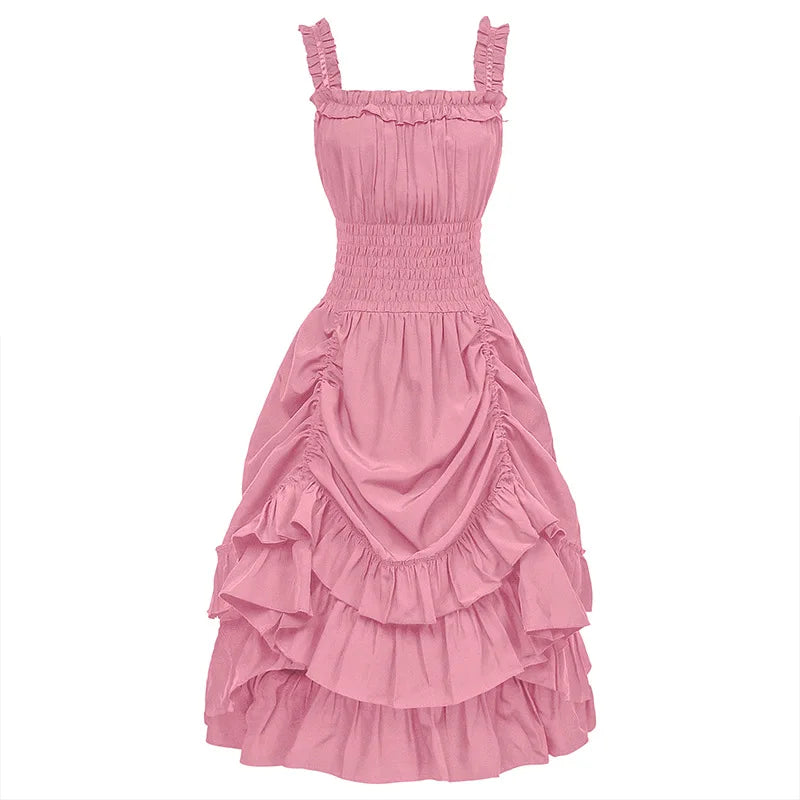 Aiertu New European and American Medieval Long Victorian Medieval Dress High Waist Cosplay Costume Ball Gown Aiertu