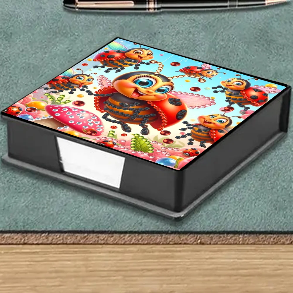 PU Insects Diamond Painting Notecard Box with Papers for DIY Art Craft