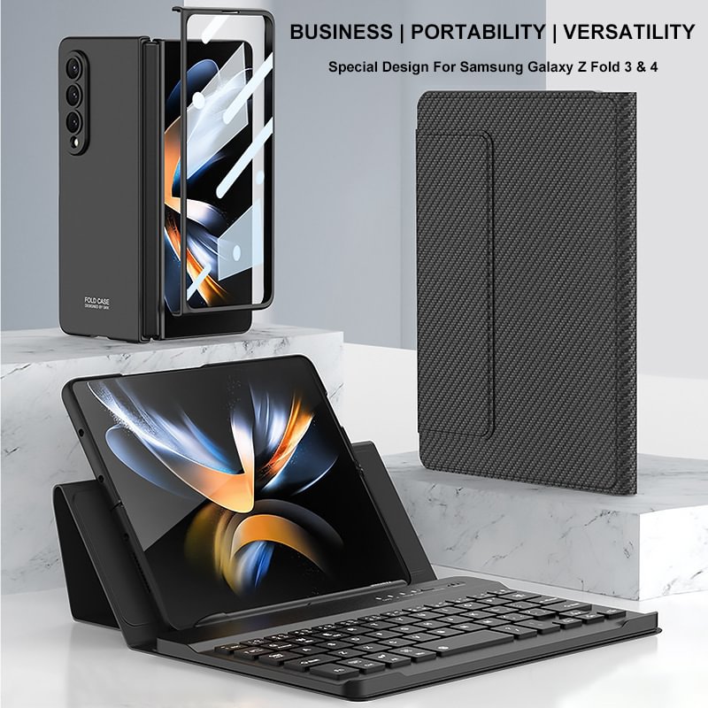 🔥New Year Deal- 60% OFF🔥Business Bluetooth 3.0 Keyboard Leather Cover Kit with Phone Case For Samsung Galaxy Z Fold3 Fold4 5G