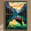 Diamond Painting-DIY Full Round Drill Lake And Boat
