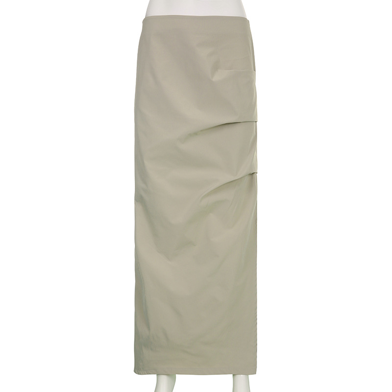 Ootddress Summer For Women Split Y2K Pencil Skirts Bodycon High Waist Solid Fashion Ladies Streetwear Pleated Irregular Maxi Skirt