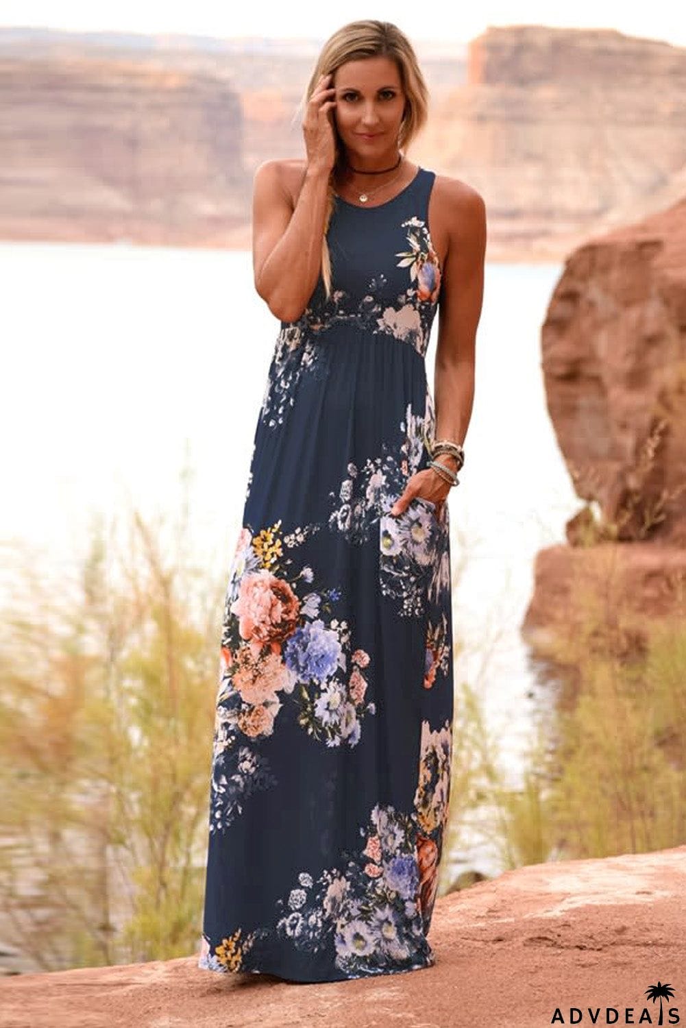 Floral High Waist Maxi Dress