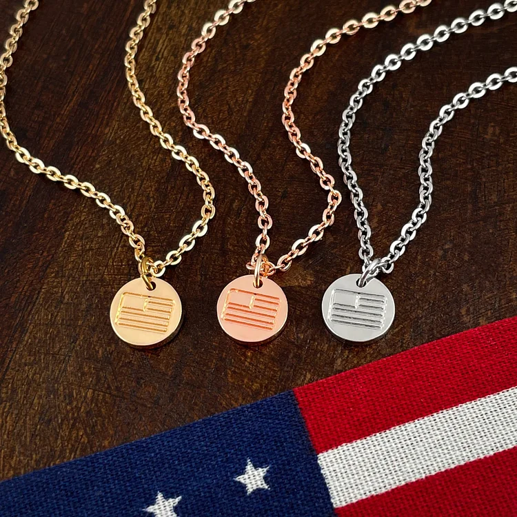 American Flag Dime Necklace Set