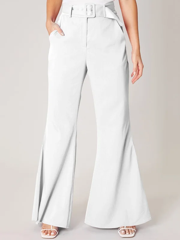 High Waisted Loose Solid Color Pants Trousers