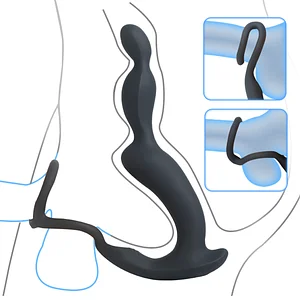 P-peak Wireless Remote Control Anal Beads With Penis Rings