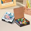 Animals Leather Diamond Art Note Box with 160 Sheets of Paper for DIY Art Craft