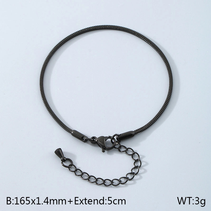 Minimalist Solid Color 304 Stainless Steel 18K Gold Plated Unisex Bracelets Men Chain Bracelets