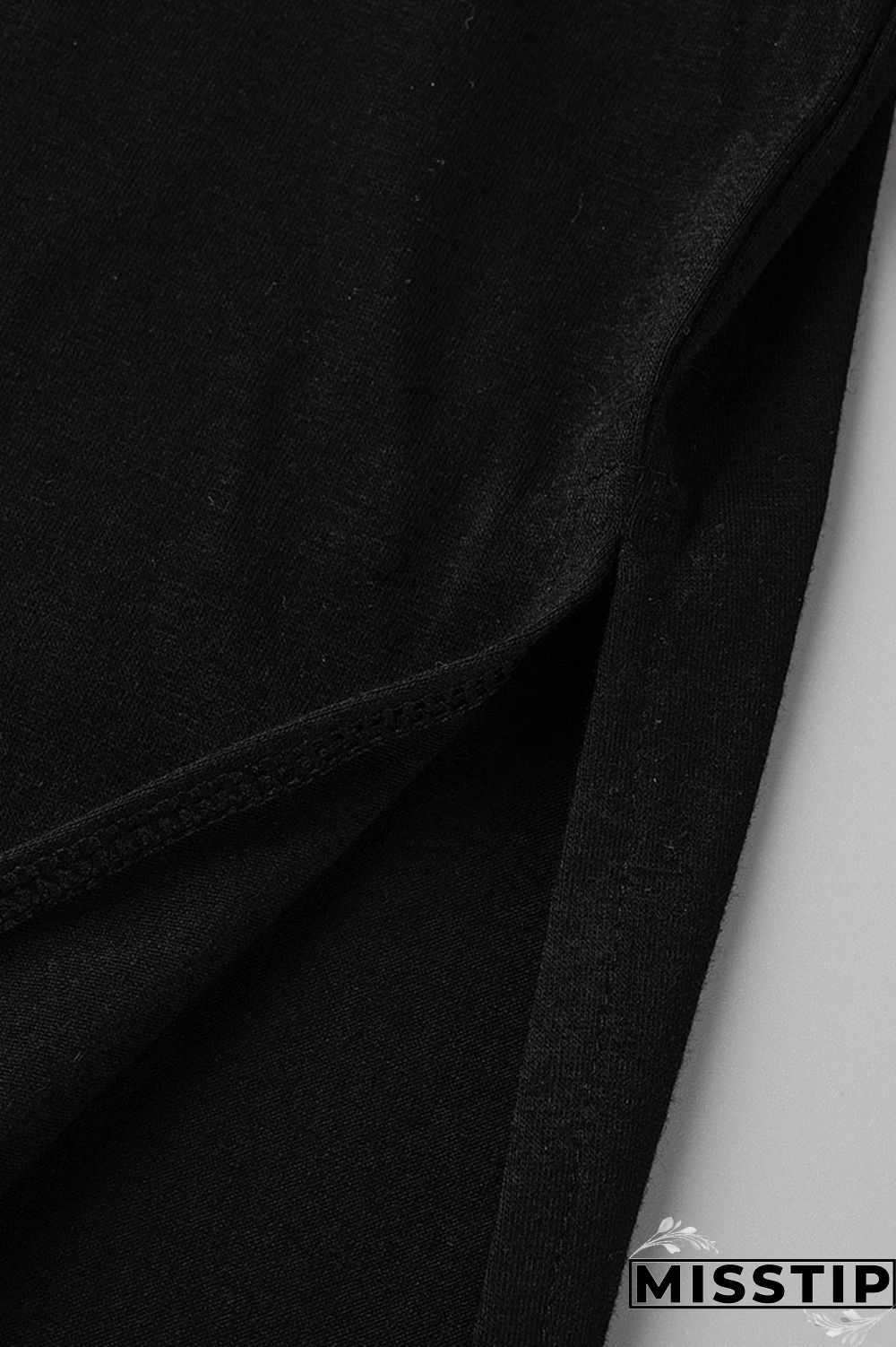 Black Fashion Casual Solid Slit U Neck Sleeveless Two Pieces