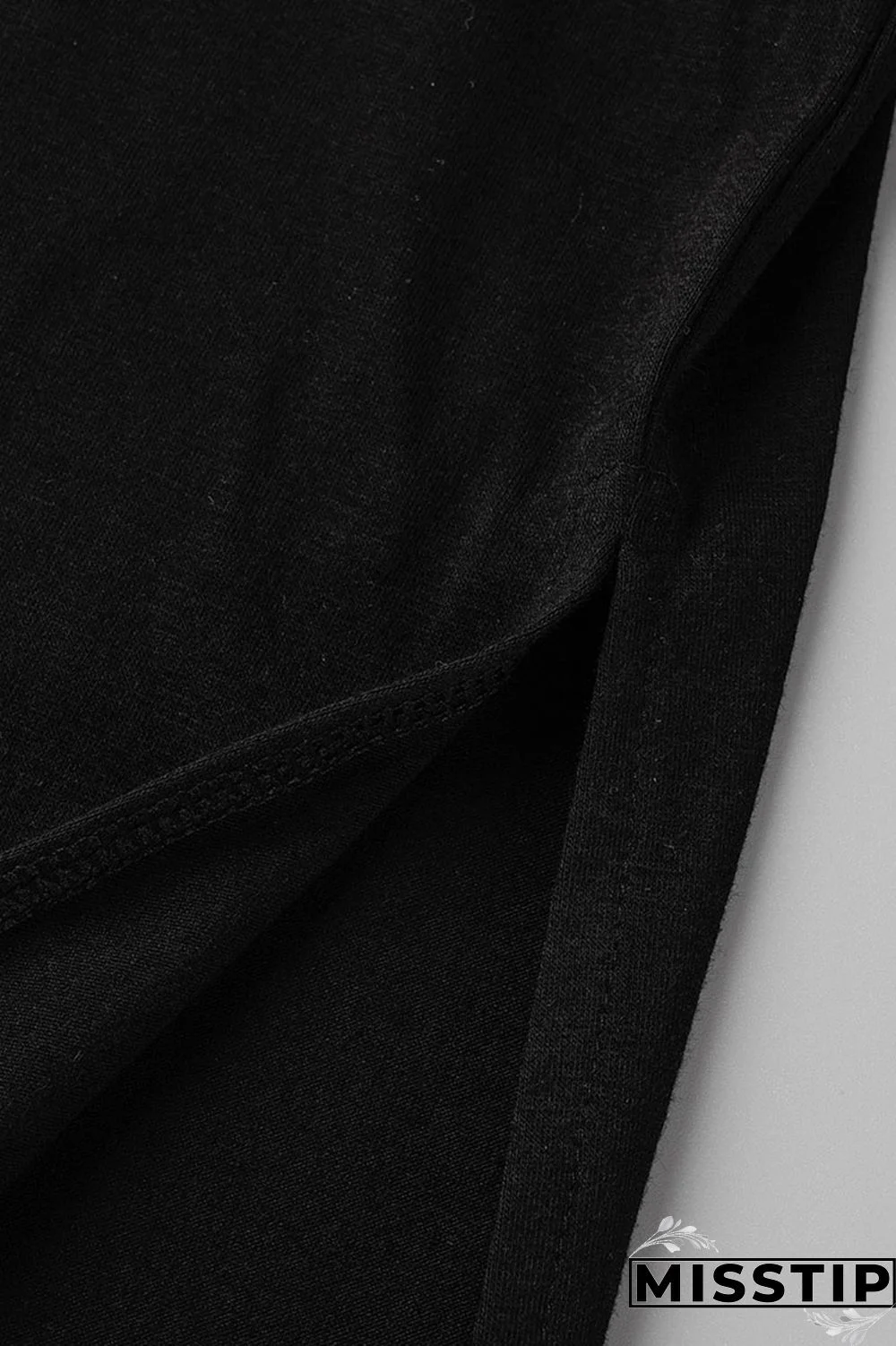 Black Fashion Casual Solid Slit U Neck Sleeveless Two Pieces