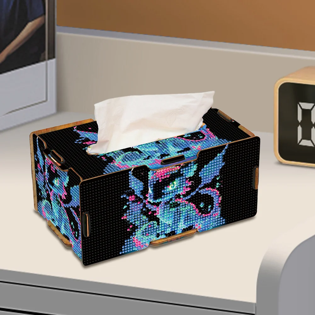 Dragon 5D DIY Diamond Painting Handmade Tissue Holder Wooden Tissue Box Craft