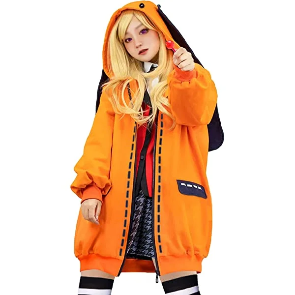 Anime Runa Cosplay Costume Bunny Ears Hoodie Hooded Jacket Coat Women Girl