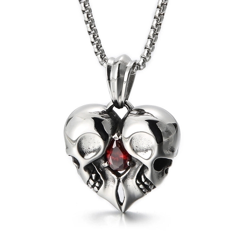 1 Piece Titanium Steel Heart Shape Skull Charms