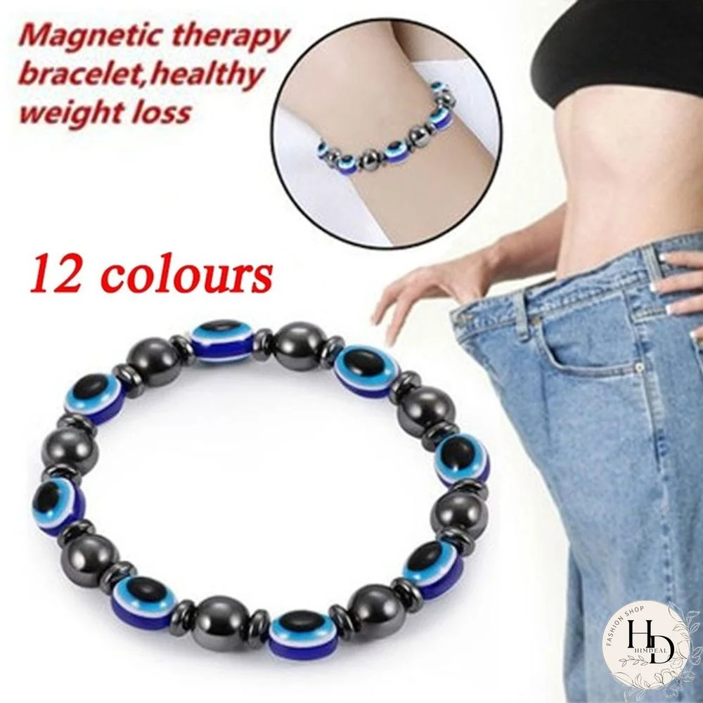 12 Colors Magnetic Bracelet Hematite Bangles Healing Beads Stretch Bracelets for Lose Weight Female Male Weightloss Bracelet Slimmingbracelet