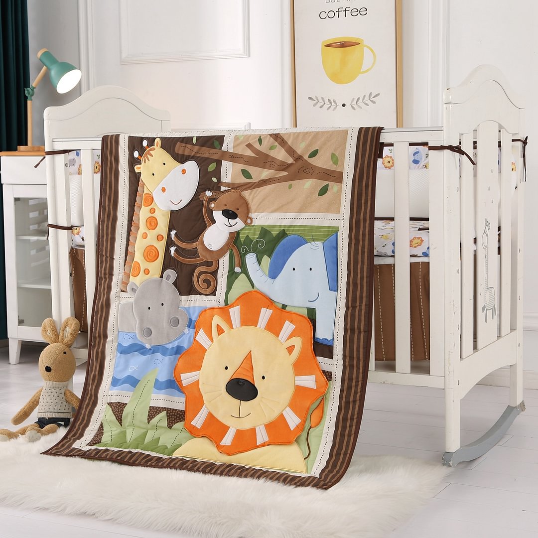 Safari Lion Nursery Crib Sets Baby Bedding Sets for Boys 7 Pieces