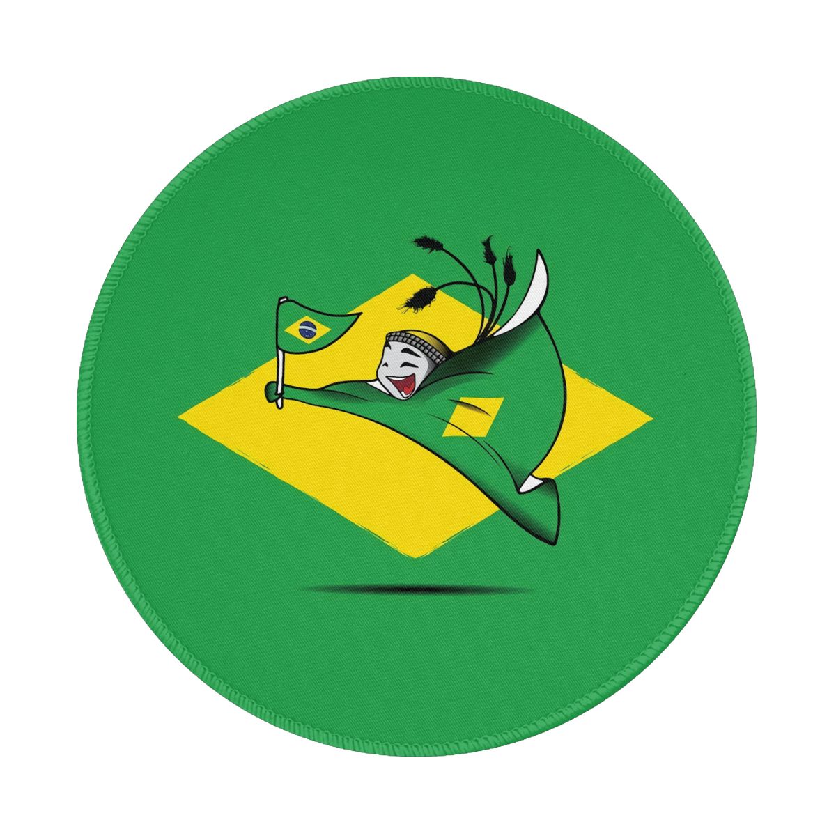 Brazil World Cup 2022 Mascot Gaming Round Mousepad for Computer Laptop
