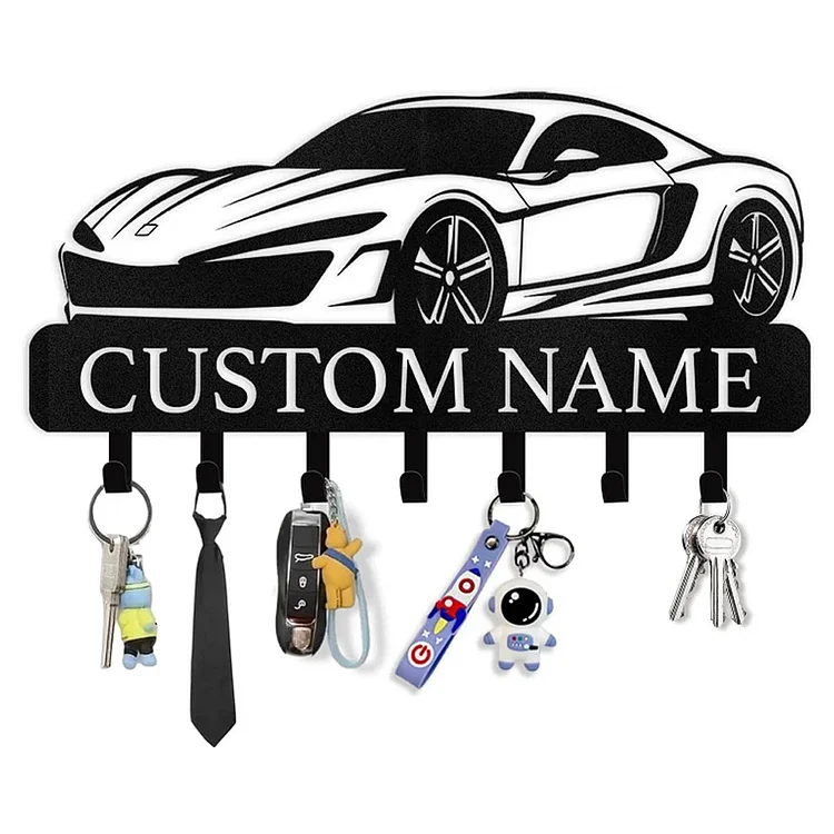 Personalized Car Design Key Hanger, Custom Key Rack Wall Mount with Hooks