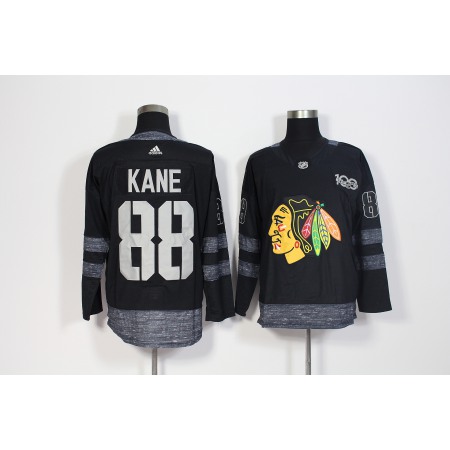 Men's  Chicago Blackhawks #88 Patrick Kane Black 1917-2017 100th Anniversary Stitched NHL Jersey