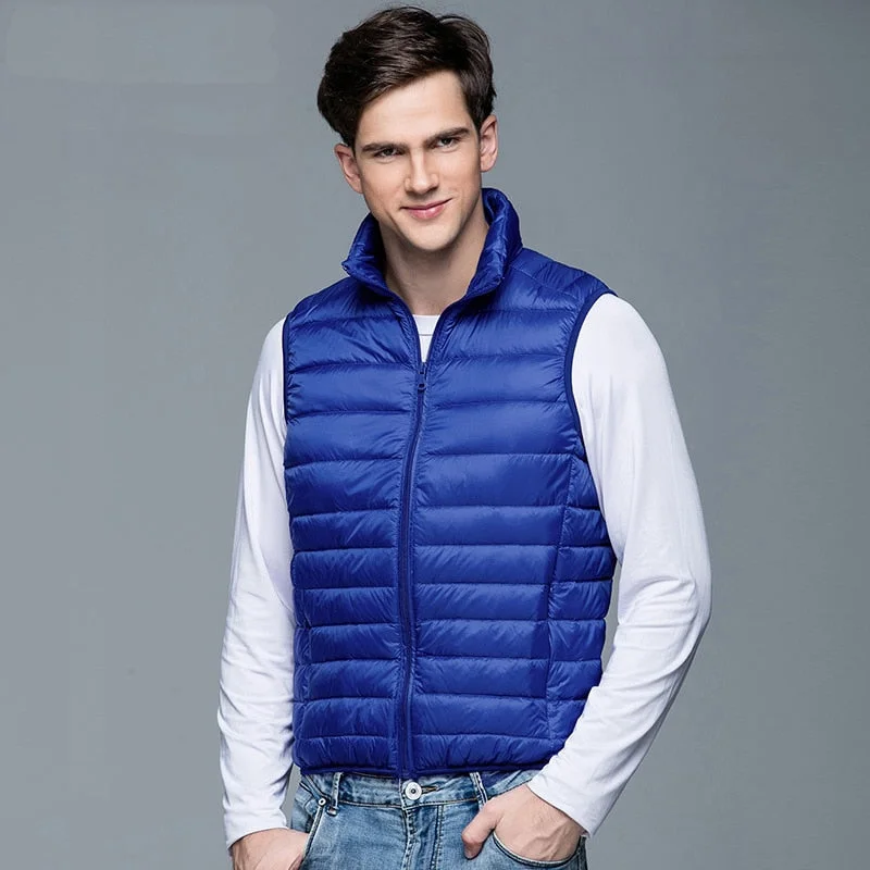 Oocharger Men Spring Jacket Duck Down Vest Coat 2023 New Arrival Ultralight Sleeveless Puffer Vest Jacket Ultra Thin Warm Casual Waistcoat