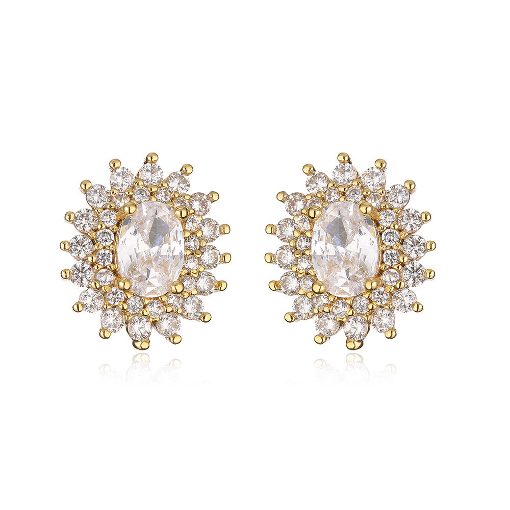 Square Geometric Copper Inlay Stud Earrings