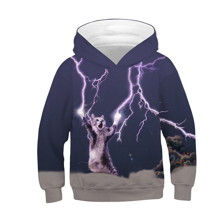 galaxy cat 3D printing hoodie for boys and girls-Mayoulove