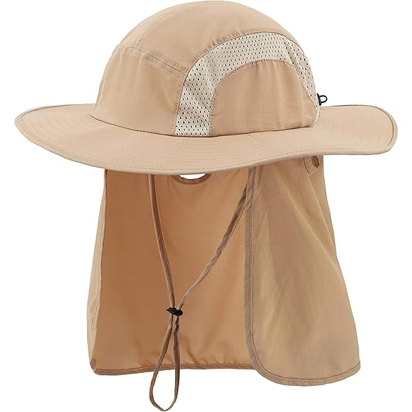 Home Prefer Men's Flap Mesh Sun Hat with UPF 50+ Wide Brim & Neck Flap Hiking Fishing Hats