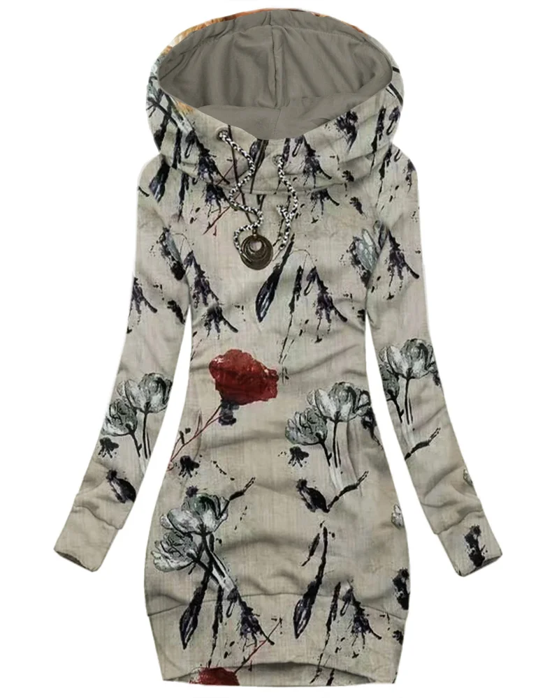 Women's Daily Vintage Print Hoodie-092212