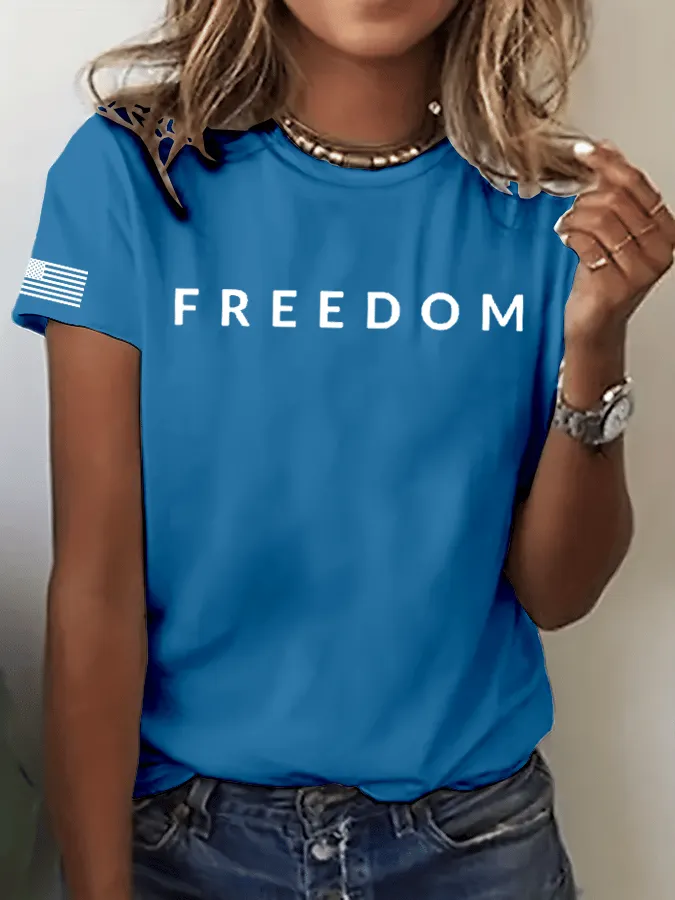 Women's Freedom Print Crew Neck T-Shirt