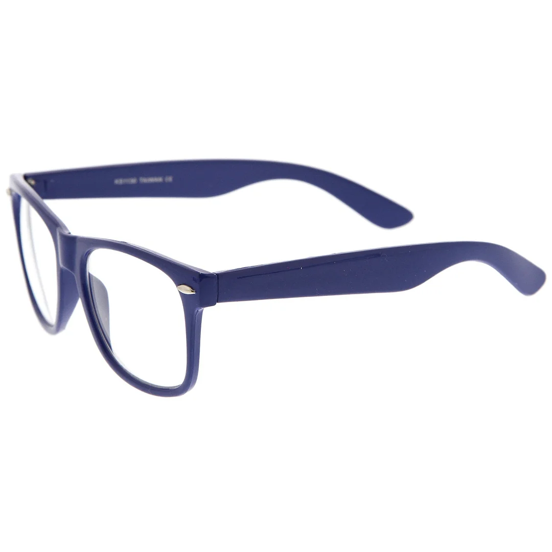 Retro Wide Temple Clear Lens Horn Rimmed Eyeglasses 54mm