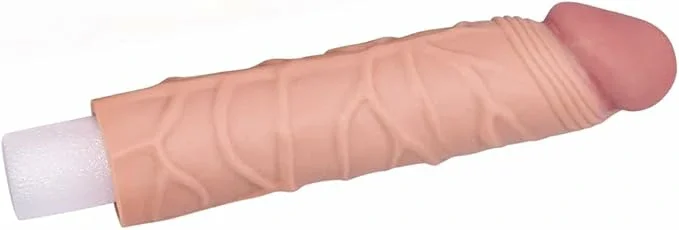 1 Extra Inch Penis Sleeve Extender, Reusable Condom, Increase 30% Girth, 6.8 inch (Flesh)