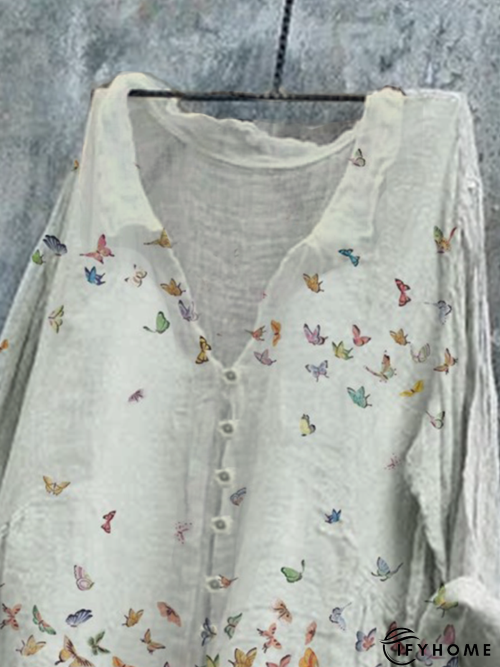 Boho Floral Long Sleeve Shawl Collar Blouse | IFYHOME