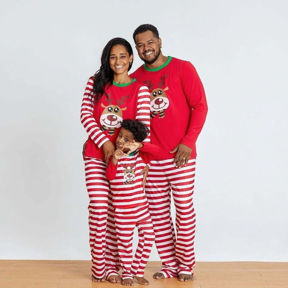 Christmas Deer Family Matching Pajamas Sets (Flame Resistant)