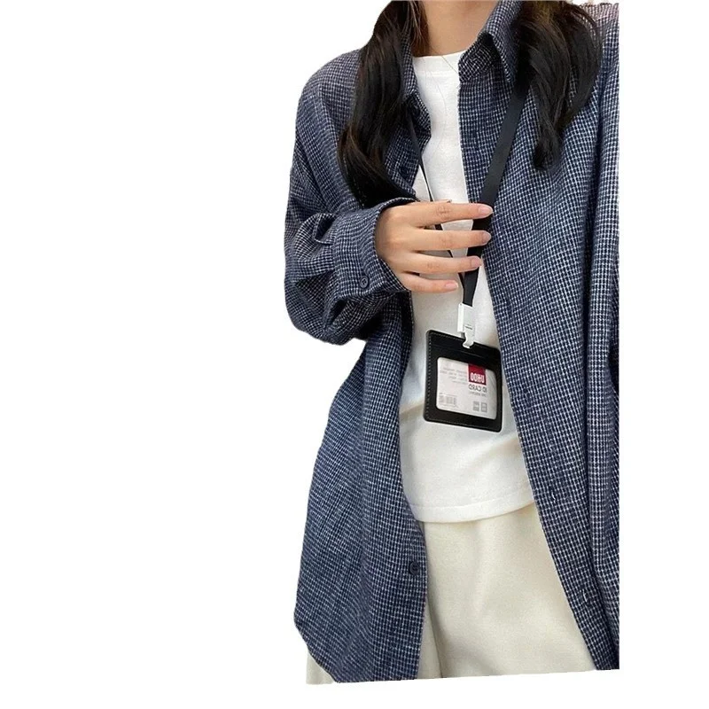 Athvotar Athvotar Lattice Grinding Hair This Shirt Jacket Woman 2025 Spring And Autumn Lazy Wind Loose Feeling Loose Bottom Long-Sleeved Shirt