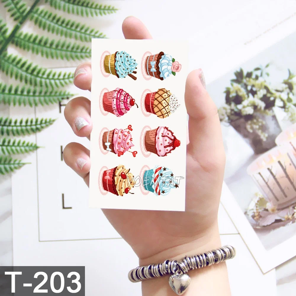 Waterproof Temporary Tattoo Sticker Cute Watercolor Cartoon Design Children Lamp Water Transfer Tatto Marine Man Girl Fake Tatoo