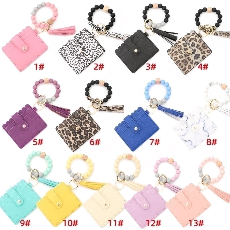 3 Pieces Fashion Solid Color Leopard Silica Gel Beaded Women's Bag Pendant Keychain 1 Piece