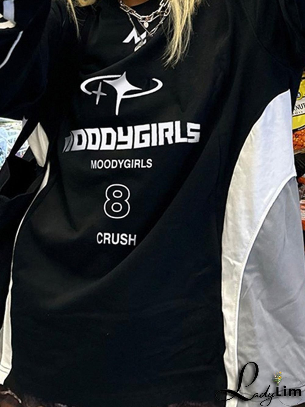 Contrast Color Print Splice Sweatshirt