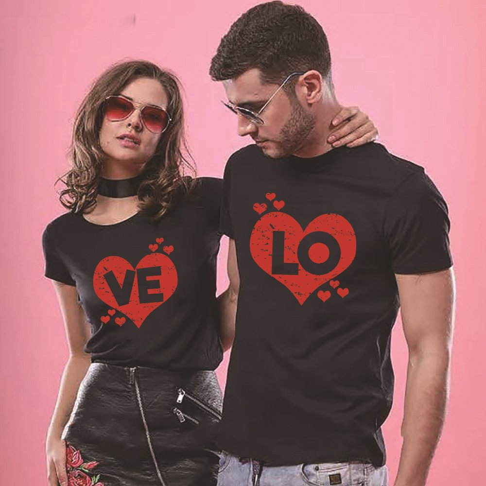 Lover Heart Print 2PCS Couple Matching T-shirts Valentines's Day Gift-VESSFUL