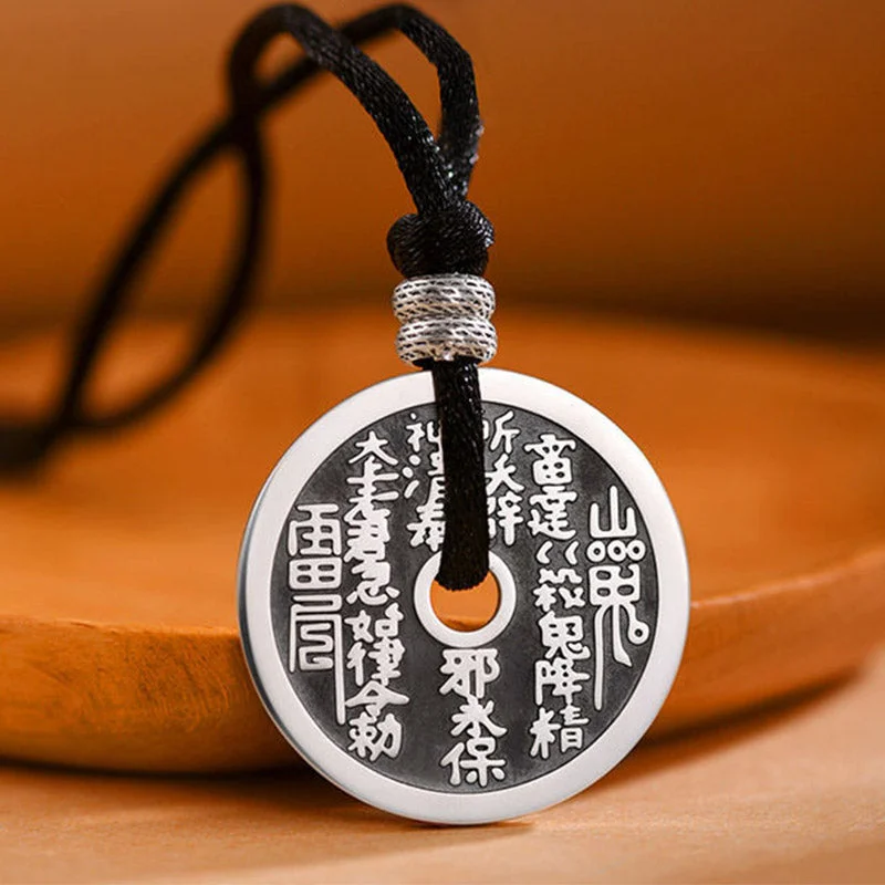 Bagua Coin Copper Wealth String Necklace Pendant